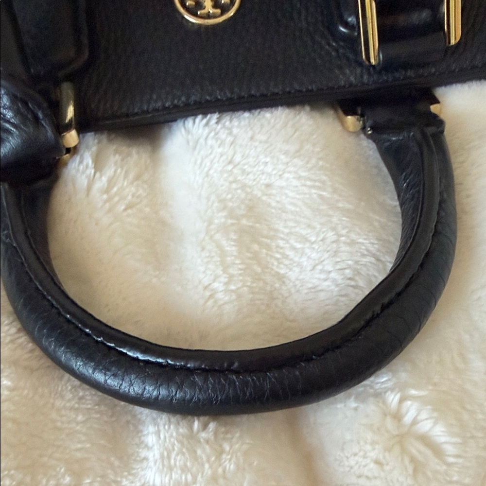 Tory Burch Fleming Pebbled Black Leather Satchel - Picture 8 of 10
